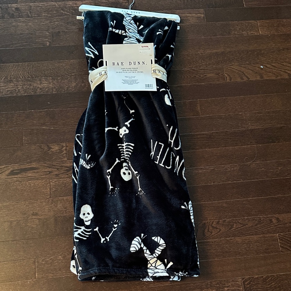 Rae Dunn Black Skeleton Throw Blanket